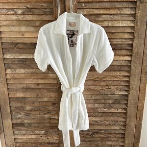 Terry Terry Cloth Short-Sleeve Romper - White